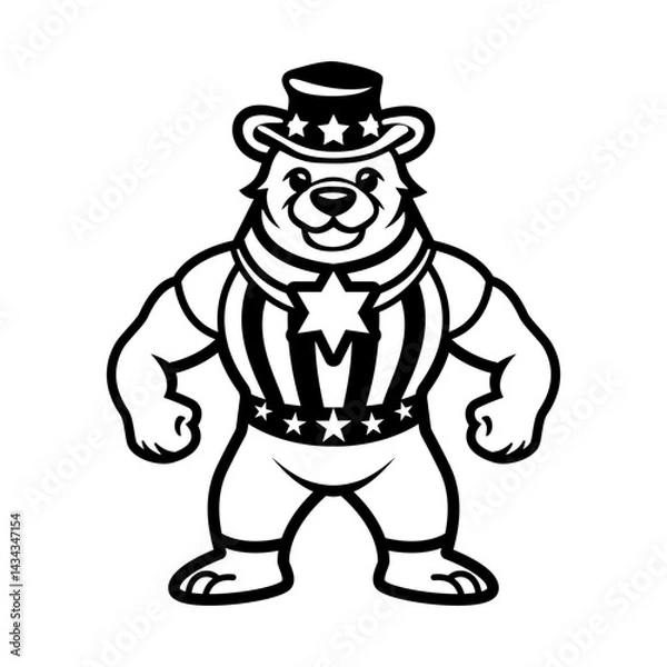 Obraz Patriotic bear in bold vector silhouette vector illustration
