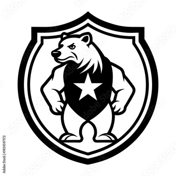 Obraz Bold patriotic bear in emblem design vector illustration