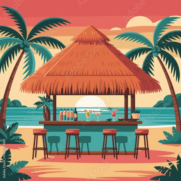 Obraz Tropical Beach Bar at Sunset Paradise