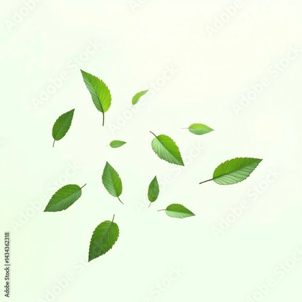 Obraz mint icon, herbal UI, isolated leaf, mint sticker, vector cutout, leaf detail, fresh mint leaves, botany art, digital element, white space, eco icon, herbal label, greenery graphic, web design element