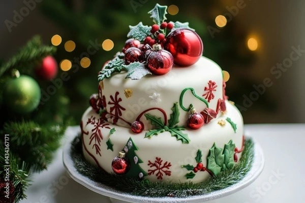 Obraz Cake for Christmas on the table