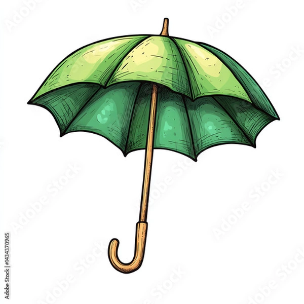 Fototapeta A vibrant green umbrella design, perfect for colorful illustrations in crafts, art projects, or as a playful weather-themed graphic.