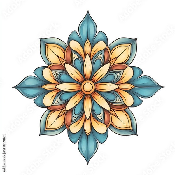Fototapeta A vibrant and intricate floral mandala design, showcasing harmonious colors and patterns, perfect for artistic projects and decor.