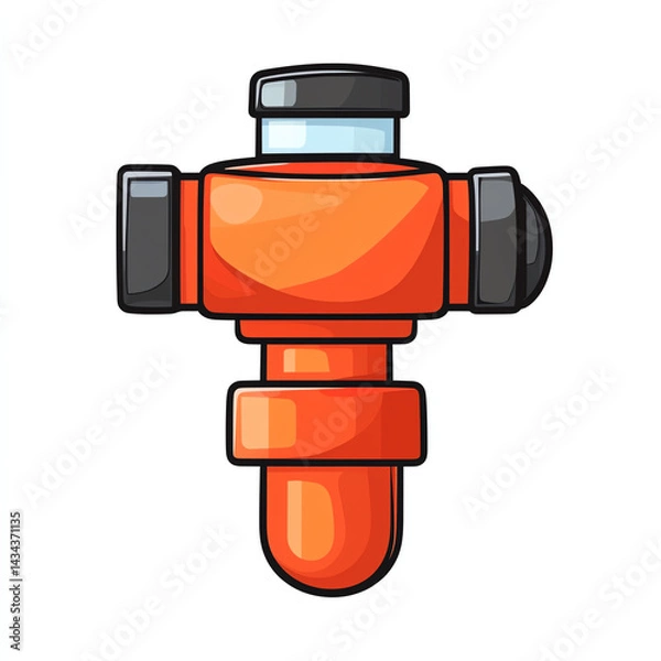 Fototapeta Illustration of a valve in vibrant orange color, showcasing industrial design and functionality in engineering applications.