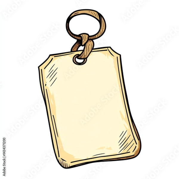 Fototapeta A vintage blank tag with a rope loop for labeling, ideal for creative projects, crafts, and merchandise labeling.