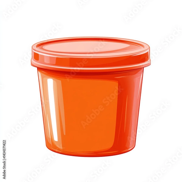 Fototapeta Bright orange container ideal for storage, showcasing a modern design perfect for various creative applications.