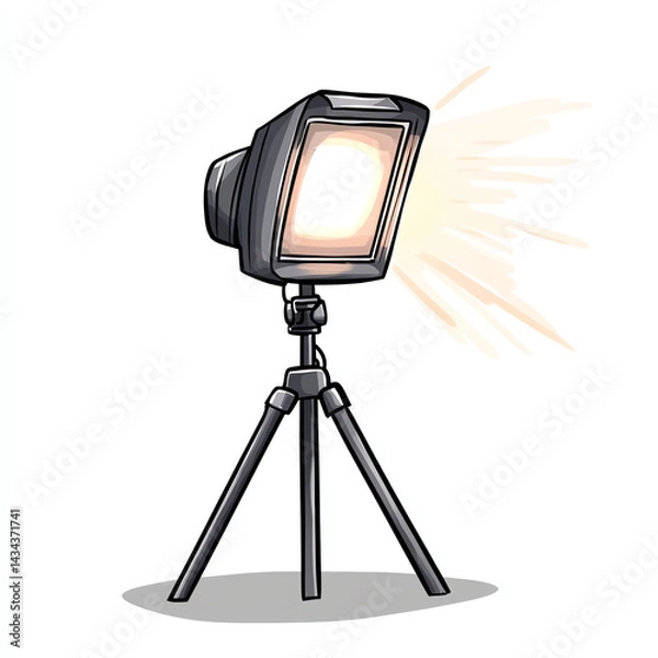 Fototapeta A sleek illustration of a studio spotlight on a tripod, ideal for creative projects and lighting design concepts.
