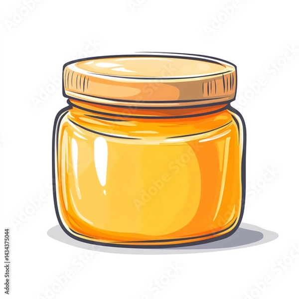 Fototapeta A vibrant illustration of a jar filled with honey showcasing its golden color and smooth texture, ideal for culinary themes.