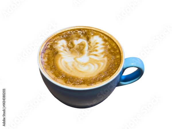 Obraz Latte with double-winged swan latte art isolated