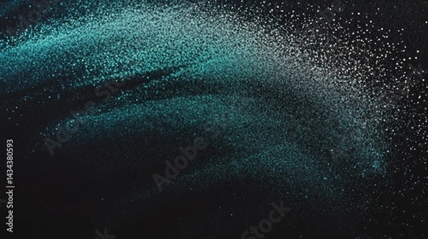 Fototapeta Noisy deep green-blue digital header on black gradient backdrop