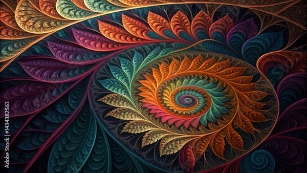 Fototapeta Spiral Leaf Fractal, Dynamic Color ,Abstract ,Fractal art