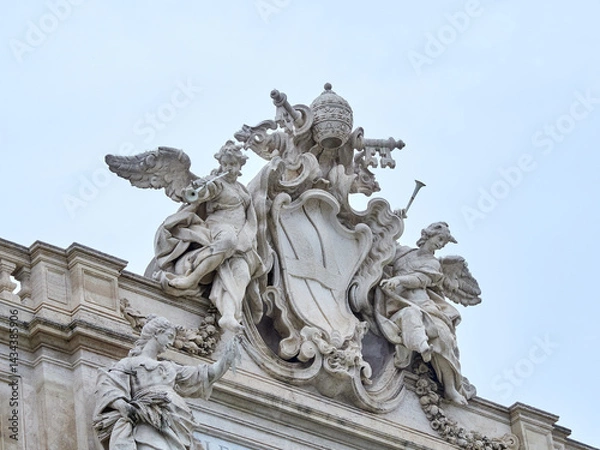 Fototapeta The Trevi Fountain (in Italian Fontana di Trevi), with a frontage of almost 50 meters, is one of the largest monumental fountains of the Baroque period in Rome (Italy).