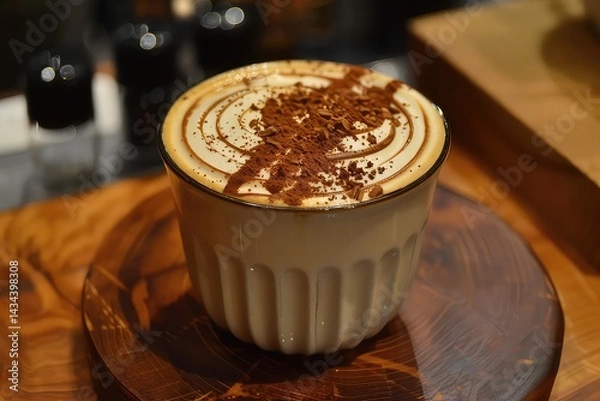 Fototapeta cappuccino with a sprinkle of cocoa