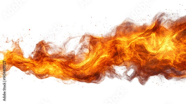 Fototapeta Lifelike fire flame with varying intensity, natural motion, isolated on white background