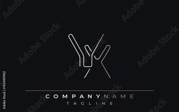Fototapeta VX Abstract Line Style Logo. Minimalist Design Featuring the Letters V and X Abstract Line Style