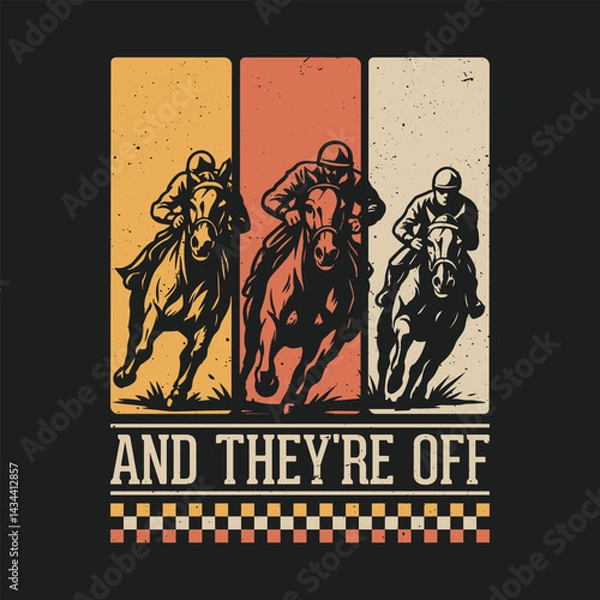 Obraz And They're Off - Kentucky Derby Horse Racing Retro T Shirt Design