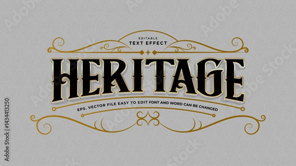 Fototapeta Heritage editable text effect typography vintage style