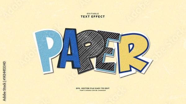 Fototapeta Editable text effect paper notebook aesthetic,paper text style