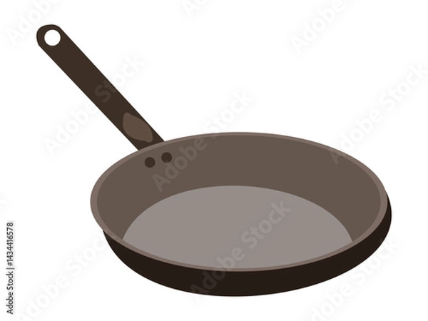Fototapeta Simple non-stick frying pan with long handle for cooking and frying purposes