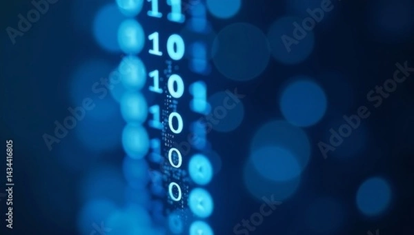 Fototapeta blue digital binary data on computer screen
