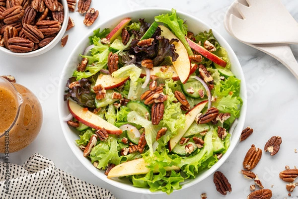 Obraz Apple Pecan Salad on a White Marble Countertop