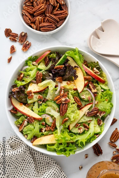 Obraz Apple Pecan Salad on a White Marble Countertop