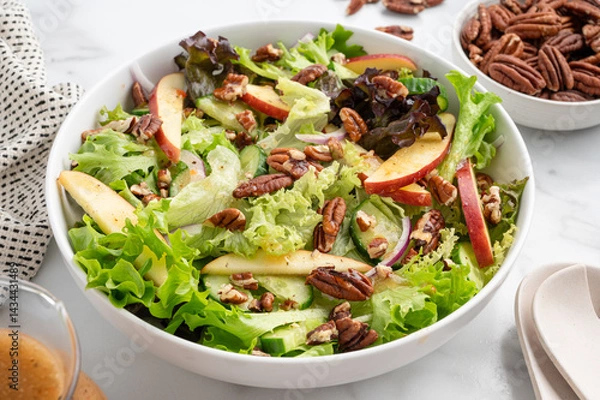 Obraz Apple Pecan Salad on a White Marble Countertop