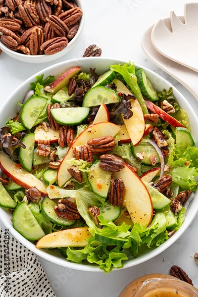Obraz Apple Pecan Salad on a White Marble Countertop