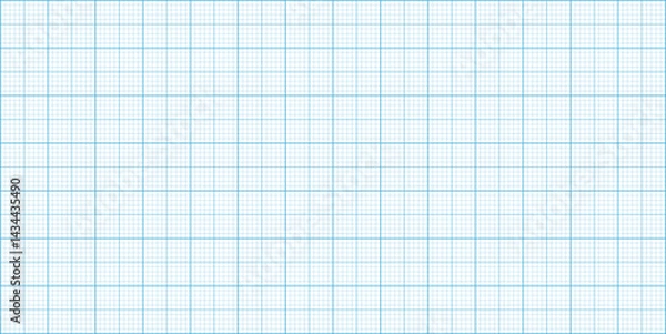 Fototapeta Millimeter graph paper. Lined grid on white background. Vector blue plotting graph grid paper for measuring.