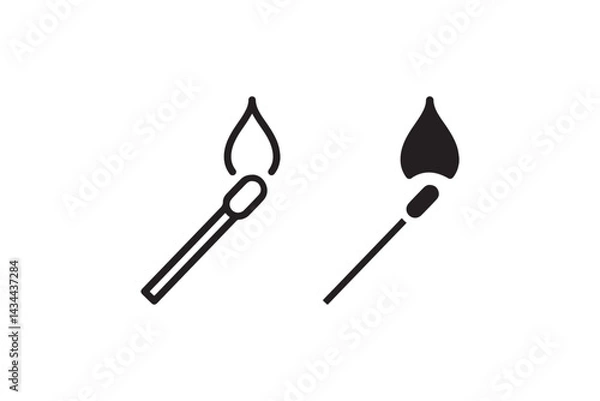 Fototapeta Burning matchstick icon comparison vector Vector