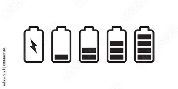 Fototapeta Battery charge level icons from empty to full Vector