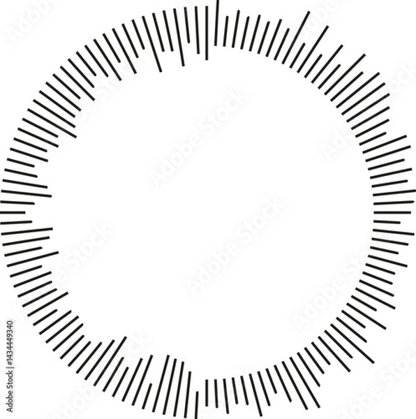 Obraz Circular shape with irregular rays radiating from the center, half inside and half outside, leaving an empty circular center.