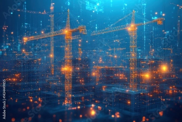 Fototapeta Digital representation of a construction site in progress.