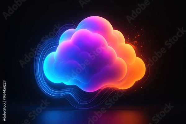 Fototapeta Colorful Cyber Cloud in a Digital Dream World of Pink and Blue Pastels