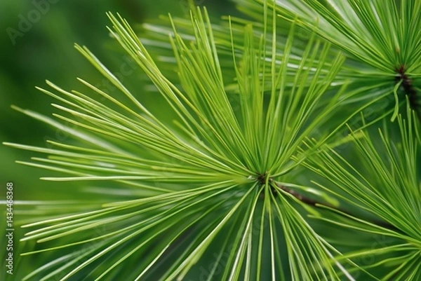 Obraz Green Pine Needles Showcasing Intricate Details in a Woodland Setting During Daytime