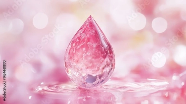 Obraz Pink flower petal water drop, bokeh background, beauty, spa