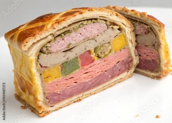 Obraz Creating stunning pate en croute colorful meat and pastry layers for gourmet presentation