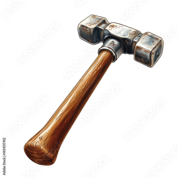 Fototapeta Old sledge hammer with wooden handle on transparent background