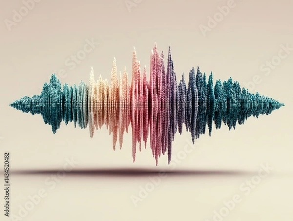 Fototapeta Abstract sound voice waveform visualization illustration with varying amplitude and frequency on a neutral background.
