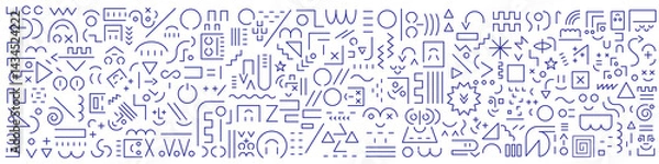 Fototapeta Flat lines figures faces creative education vector pattern background design element