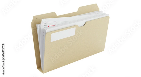 Fototapeta Isolated Manilla File Folder with Medical Documents Peeking Out