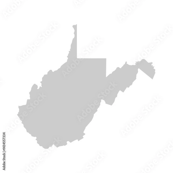 Fototapeta West Virginia, WV - grey silhouette map of US state. Vector illustration
