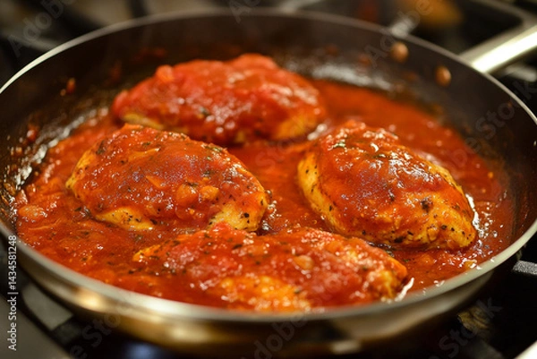 Fototapeta Chicken breast in tomato sauce generative AI