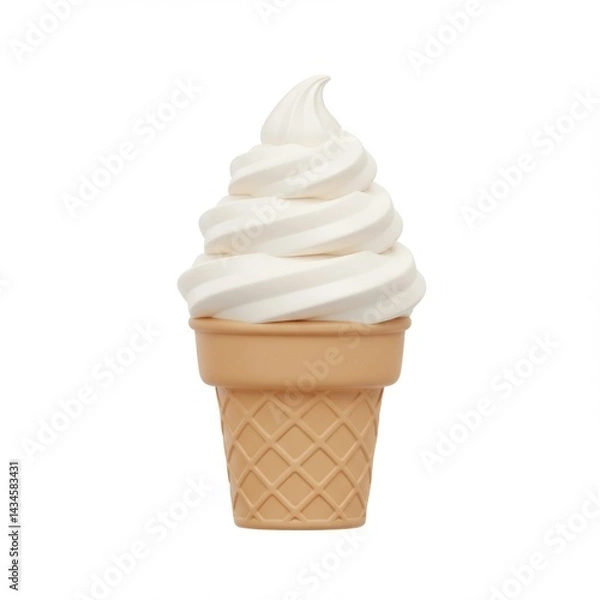 Obraz Creamy Vanilla Ice Cream in a Waffle Cone