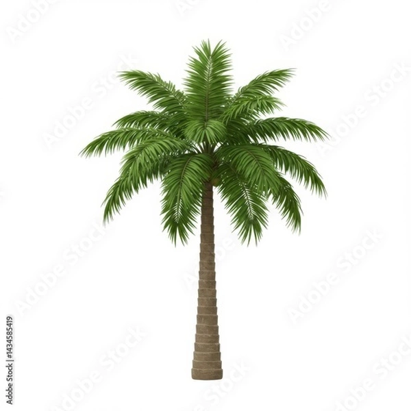 Obraz Single Lush Green Palm Tree on White Background