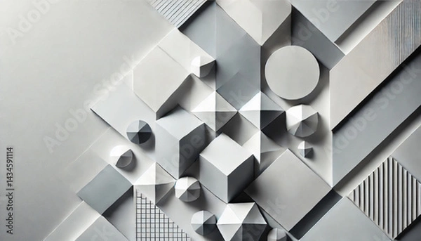 Fototapeta Abstract Geometric Shapes in Monochrome Tones, abstract background