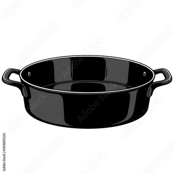 Fototapeta Versatile Black Enamel Cast Iron Roasting Pan with Handles Perfect for Oven Roasting and Baking