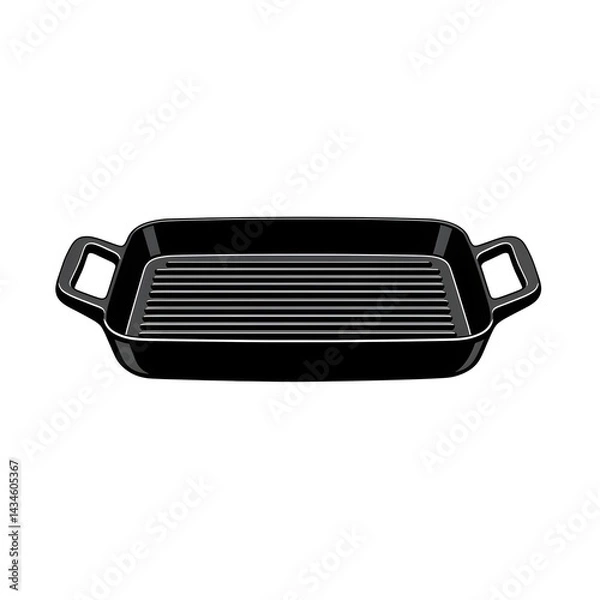 Fototapeta Rectangular Grill Pan with Handles Cast Iron Grilling Pan for Even Cooking