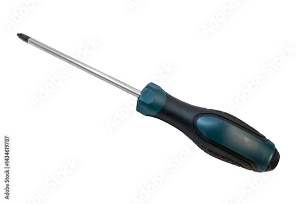 Fototapeta Phillips screwdriver with green and black handle isolated