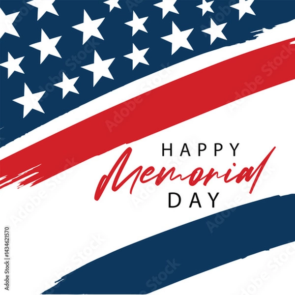 Obraz Happy Memorial Day Flag Vector Graphics Illustrations